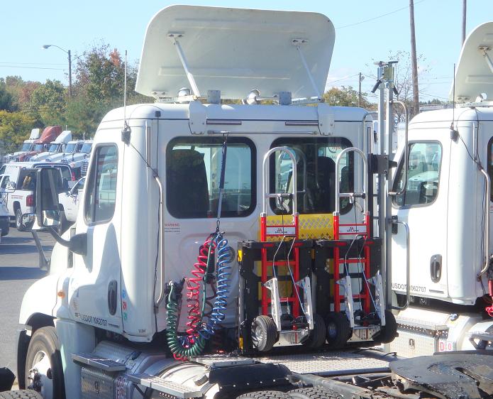 B&P Liberator hand trucks locked safely aboard Freightliner.