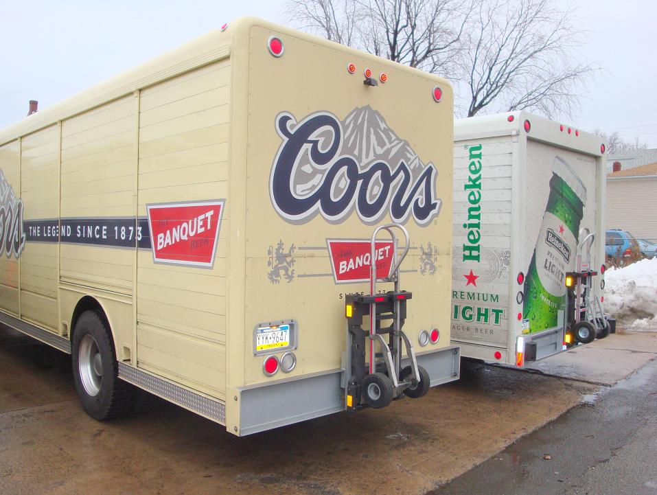 Coors and Heineken beverage trucks
